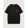 imageMens Graphic Tees Floral Print Short Sleeve Crew Neck Vintage Tee Shirt Casual Summer Tee TopsGraphic Black