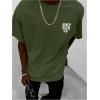 imageMens Graphic Tees Floral Print Short Sleeve Crew Neck Vintage Tee Shirt Casual Summer Tee TopsGreen White Letter