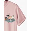 imageMens Graphic Tees Floral Print Short Sleeve Crew Neck Vintage Tee Shirt Casual Summer Tee TopsLight Pink