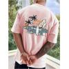 imageMens Graphic Tees Floral Print Short Sleeve Crew Neck Vintage Tee Shirt Casual Summer Tee TopsLight Pink