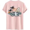 imageMens Graphic Tees Floral Print Short Sleeve Crew Neck Vintage Tee Shirt Casual Summer Tee TopsLight Pink