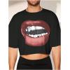 imageMens Graphic Tees Short Sleeve Crew Neck Drop Shoulder Cropped T Shirt Summer Funny Tee ShirtsRed