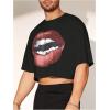 imageMens Graphic Tees Short Sleeve Crew Neck Drop Shoulder Cropped T Shirt Summer Funny Tee ShirtsRed