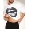 imageMens Graphic Tees Short Sleeve Crew Neck Drop Shoulder Cropped T Shirt Summer Funny Tee ShirtsWhite