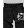 imageMens Jogger Sweatpants Letter Graphic Drawstring Waist Casual Gym Workout Athletic Jogger PantsBlack and White