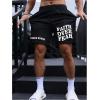 imageMens Letter Graphic Shorts Elastic High Waisted Straight Leg Street Track Shorts with PocketsBlack