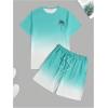 imageMens Short Sets 2 Piece Outfits Tropical Graphic Tees and Shorts Sets Beach Vacation OutfitsBlue and White