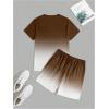 imageMens Short Sets 2 Piece Outfits Tropical Graphic Tees and Shorts Sets Beach Vacation OutfitsBrown White