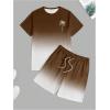 imageMens Short Sets 2 Piece Outfits Tropical Graphic Tees and Shorts Sets Beach Vacation OutfitsBrown White