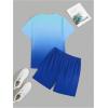 imageMens Short Sets 2 Piece Outfits Tropical Graphic Tees and Shorts Sets Beach Vacation OutfitsOmbre Blue