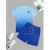 imageMens Short Sets 2 Piece Outfits Tropical Graphic Tees and Shorts Sets Beach Vacation OutfitsOmbre Blue