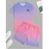imageMens Short Sets 2 Piece Outfits Tropical Graphic Tees and Shorts Sets Beach Vacation OutfitsPurple Pink