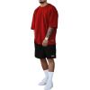 imageMens Short Sets 2 Piece Outfits Tropical Graphic Tees and Shorts Sets Beach Vacation OutfitsRed
