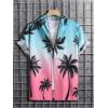 imageMens Short Sleeve Button Down Shirts Hawaiian Tropical Collared Beach Vacation Casual Dress ShirtsBlue and Pink