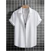 imageMens Short Sleeve Button Down Shirts Hawaiian Tropical Collared Beach Vacation Casual Dress ShirtsWhite