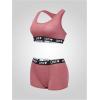 imageWomens 2 Piece Letter Print Lingerie Set Sleeveless Scoop Neck Sports Bras and Boyshorts SetDusty Pink