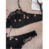 imageWomens 2 Piece Lingerie Set Floral Lace Mesh Underwire Push Up Lingerie Bra and Panty SetBlack