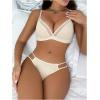 imageWomens 2 Piece Lingerie Set Seamless Contrast Mesh Bralettes and No Show Thongs Underwear SetApricot