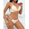imageWomens 2 Piece Lingerie Set Seamless Contrast Mesh Bralettes and No Show Thongs Underwear SetApricot