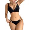 imageWomens 2 Piece Lingerie Set Seamless Contrast Mesh Bralettes and No Show Thongs Underwear SetBlack
