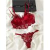 imageWomens 2 Piece Lingerie Sets Floral Embroidery Push Up Mesh Bra and Panty SetsRed