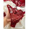imageWomens 2 Piece Lingerie Sets Floral Embroidery Push Up Mesh Bra and Panty SetsRed