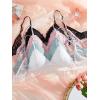 imageWomens 4 Pack Floral Lace Adjustable Straps Wireless Bra Scallop Trim Molded Bralettes SetsBlack Green White
