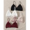 imageWomens 4 Pack Floral Lace Adjustable Straps Wireless Bra Scallop Trim Molded Bralettes SetsMulticolor