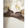 imageWomens Front Closure Seamless Bra Push Up Comfy Bras V Neck Wireless BraletteBrown