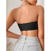 imageWomens Front Closure Strapless Bandeau Bra Sleeveless Wireless Bralette Tube TopsBlack