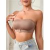 imageWomens Front Closure Strapless Bandeau Bra Sleeveless Wireless Bralette Tube TopsCoffee Brown