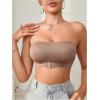 imageWomens Front Closure Strapless Bandeau Bra Sleeveless Wireless Bralette Tube TopsCoffee Brown