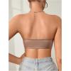 imageWomens Front Closure Strapless Bandeau Bra Sleeveless Wireless Bralette Tube TopsCoffee Brown