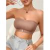 imageWomens Front Closure Strapless Bandeau Bra Sleeveless Wireless Bralette Tube TopsCoffee Brown