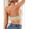 imageWomens Front Closure Strapless Bandeau Bra Sleeveless Wireless Bralette Tube TopsDeep Khaki