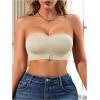 imageWomens Front Closure Strapless Bandeau Bra Sleeveless Wireless Bralette Tube TopsDeep Khaki