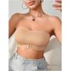 imageWomens Front Closure Strapless Bandeau Bra Sleeveless Wireless Bralette Tube TopsKhaki