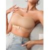 imageWomens Front Closure Strapless Bandeau Bra Sleeveless Wireless Bralette Tube TopsKhaki