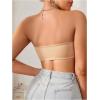 imageWomens Front Closure Strapless Bandeau Bra Sleeveless Wireless Bralette Tube TopsKhaki