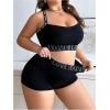 imageWomens Plus Size 2 Piece Lingerie Sets Letter Print Seamless Wireless Bra and Boyshorts SetBlack