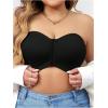 imageWomens Plus Size Front Closure Strapless Bra Wireless Padded Bandeau BraletteBlack