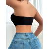 imageWomens Strapless Bra Crossover Closure Front Wireless Bandeau Bra Sleeveless Crop Tube TopBlack