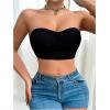 imageWomens Strapless Bra Crossover Closure Front Wireless Bandeau Bra Sleeveless Crop Tube TopBlack