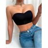 imageWomens Strapless Bra Crossover Closure Front Wireless Bandeau Bra Sleeveless Crop Tube TopBlack