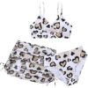 imageGirls 3 Pieces Swimsuit Set Graphic Heart Print High Waisted Bikini with Drawstring Skirts Cover UpMulticolor