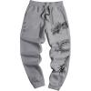 imageMens Graphic Letter Print Sweatpants Drawstring Waist Tie Front Workout Pants Jogger Pants with PocketGrey