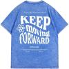 imageMens Graphic Tee Shirt Oversized Drop Shoulder Vintage TShirt Letter Print Streetwear Casual Summer TopsDeep Blue