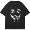 imageMens Graphic Tees Floral Print Short Sleeve Crew Neck Vintage Tee Shirt Casual Summer Tee TopsBlack With Graphic