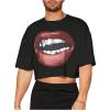 imageMens Graphic Tees Short Sleeve Crew Neck Drop Shoulder Cropped T Shirt Summer Funny Tee ShirtsRed
