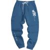 imageMens Jogger Sweatpants Letter Graphic Drawstring Waist Casual Gym Workout Athletic Jogger PantsDark Blue